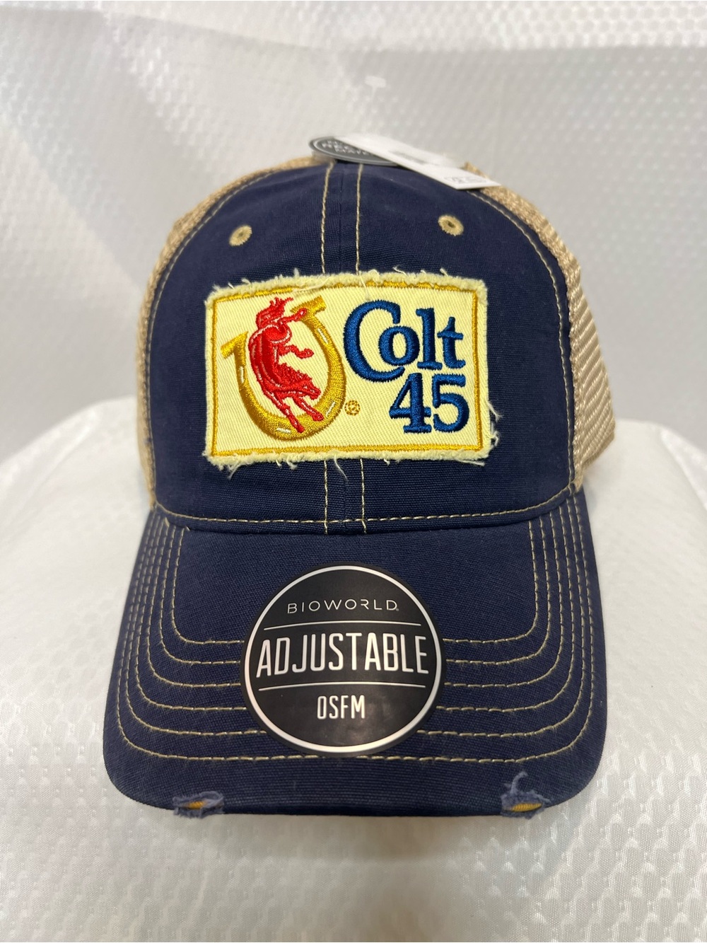 Bioworld Navy and Tan Colt 45 Patch Trucker Hat